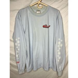 Tis the Season Snowman Holiday Shirt Snowflakes Gilden Cotton Casino Ad 1990s